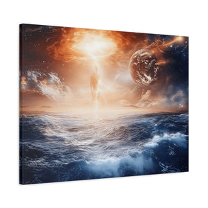 Stretched Canvas Art Print, Cosmic Waves, Space Decor, Modern Wall Art, Galactic Home Decor, Dreamy Ocean Art