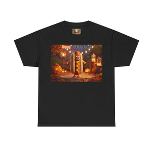 Halloween Hot Dog Tee, Funny Halloween Shirt, Unisex Graphic T-Shirt, Spooky Party Wear, Autumn Festive Apparel, Unique Halloween Gift