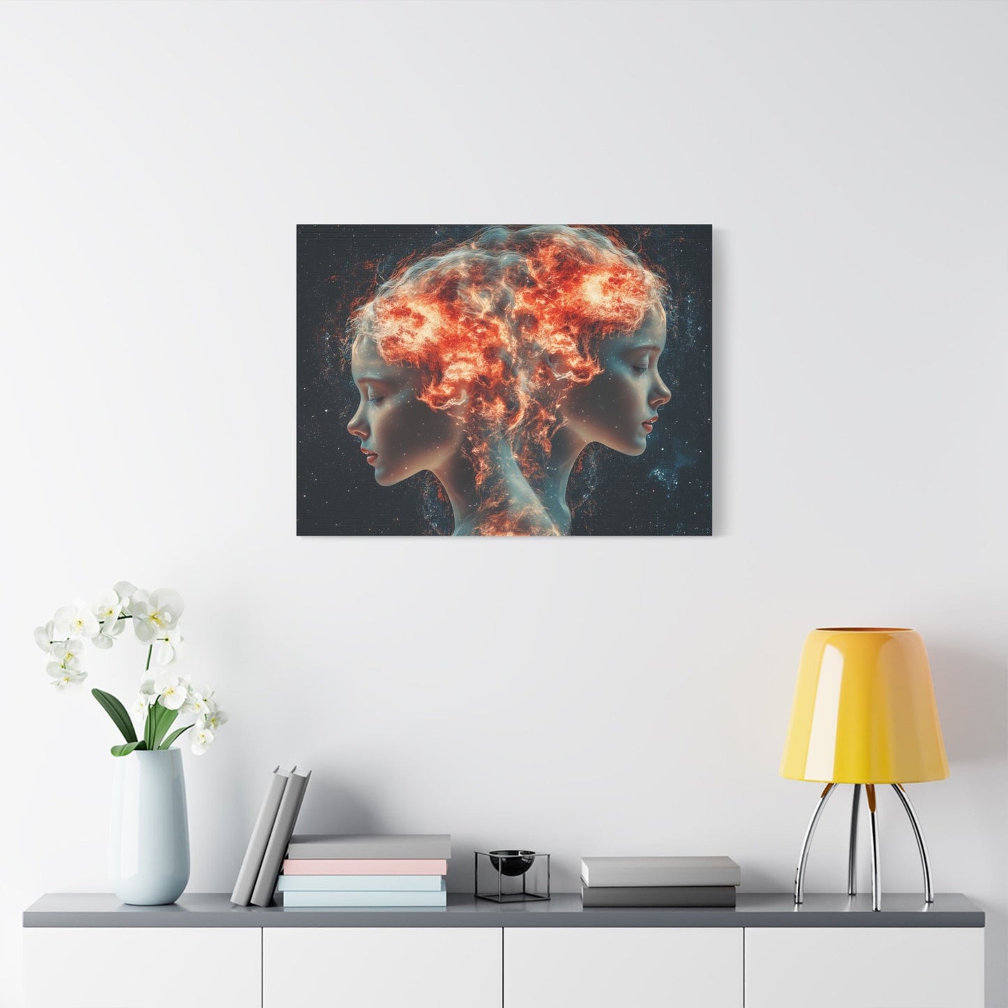 Celestial Portrait Canvas Art, Cosmic Wall Decor, Mystical Home Aesthetic, Gift for Art Lovers, Unique Space-Inspired Artwork