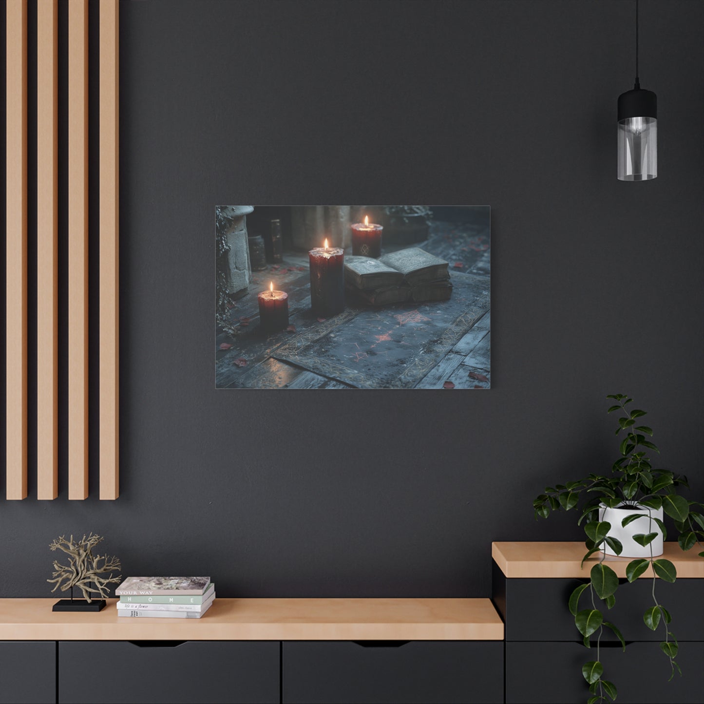 Mystical Candlelit Canvas Art, Gothic Home Decor, Witchy Wall Art, Dark Aesthetic Print, Spiritual Living Room Artwork