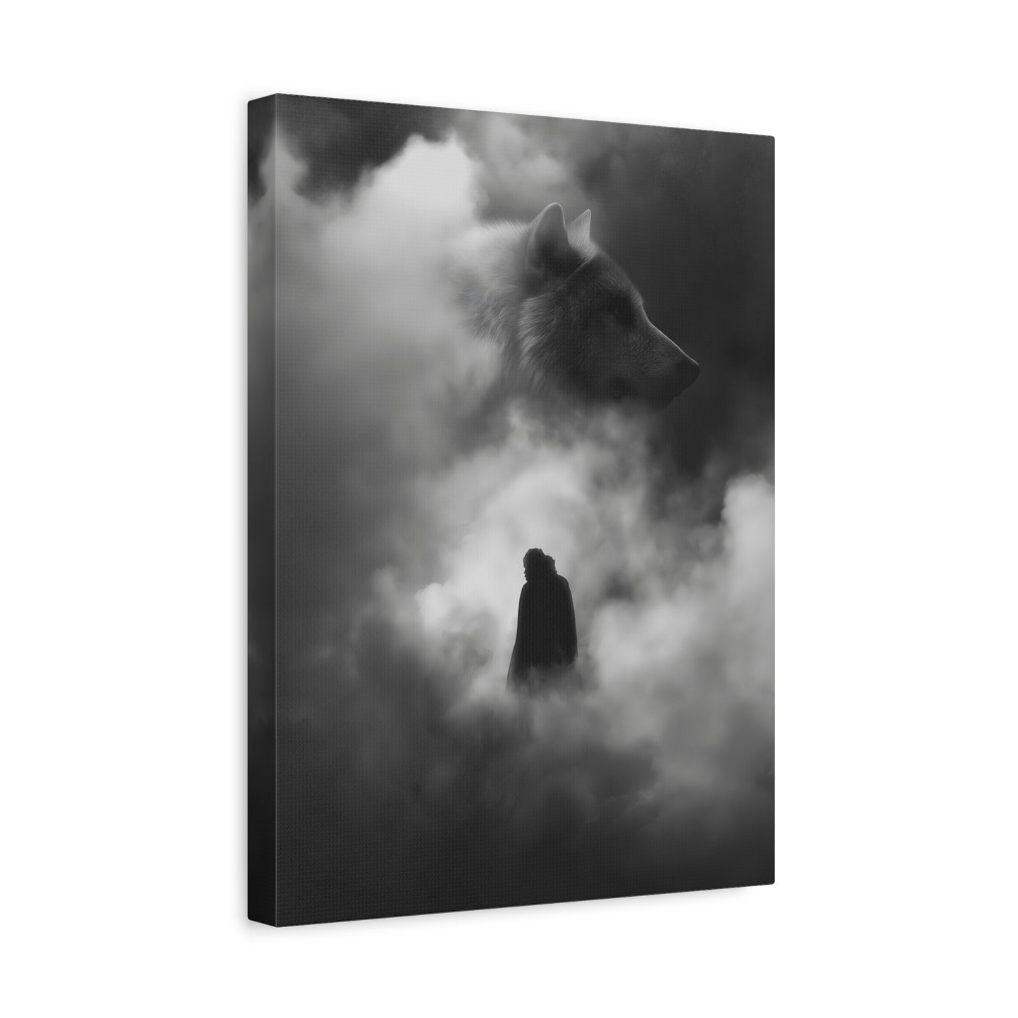 Black and White Wolf Canvas Art Print, Animal Wall Decor, Nature-Inspired Home Decor, Wilderness Art, Unique Gift Idea, Modern Aesthetic