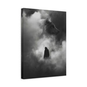 Black and White Wolf Canvas Art Print, Animal Wall Decor, Nature-Inspired Home Decor, Wilderness Art, Unique Gift Idea, Modern Aesthetic