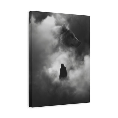 Black and White Wolf Canvas Art Print, Animal Wall Decor, Nature-Inspired Home Decor, Wilderness Art, Unique Gift Idea, Modern Aesthetic