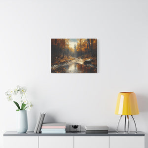 Autumn Landscape Canvas Wall Art, Cozy Fall Decor, Nature Print for Home, Rustic Living Room Artwork, Gift for Nature Lovers