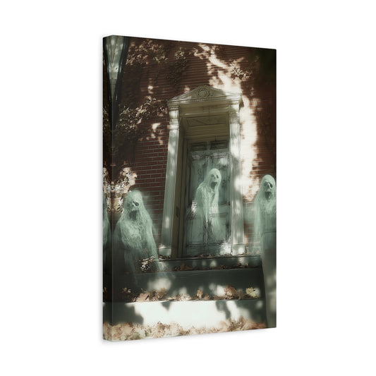 Ghostly Wall Art, Spooky Decor for Halloween, Haunted House Artwork, Paranormal Canvas, Unique Home Decoration