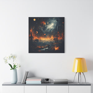 Cosmic Landscape Canvas Wall Art, Galaxy Decor, Space-Themed Home Decor, Starry Night Artwork