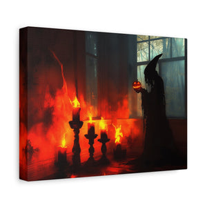 Spooky Halloween Canvas Print, Witch Decor, Haunted House Art, Creepy Wall Art, Fall Home Decor