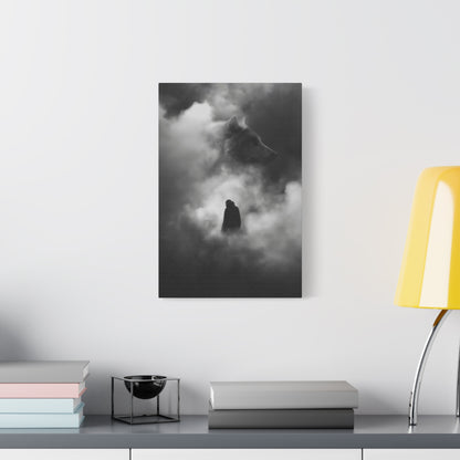 Black and White Wolf Canvas Art Print, Animal Wall Decor, Nature-Inspired Home Decor, Wilderness Art, Unique Gift Idea, Modern Aesthetic