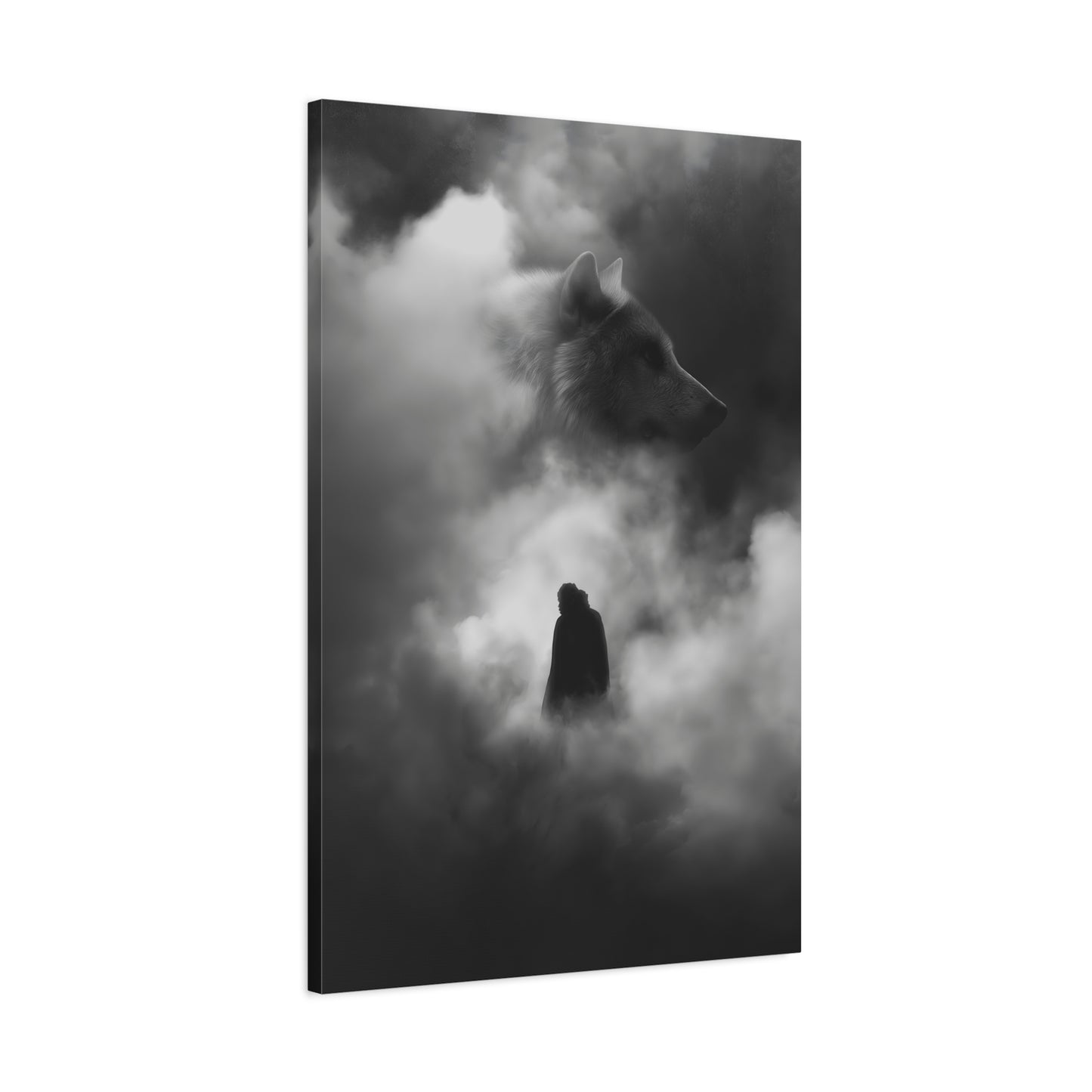 Black and White Wolf Canvas Art Print, Animal Wall Decor, Nature-Inspired Home Decor, Wilderness Art, Unique Gift Idea, Modern Aesthetic