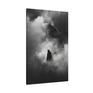 Black and White Wolf Canvas Art Print, Animal Wall Decor, Nature-Inspired Home Decor, Wilderness Art, Unique Gift Idea, Modern Aesthetic