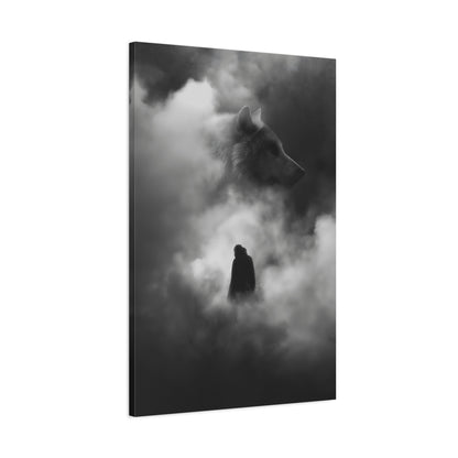 Black and White Wolf Canvas Art Print, Animal Wall Decor, Nature-Inspired Home Decor, Wilderness Art, Unique Gift Idea, Modern Aesthetic