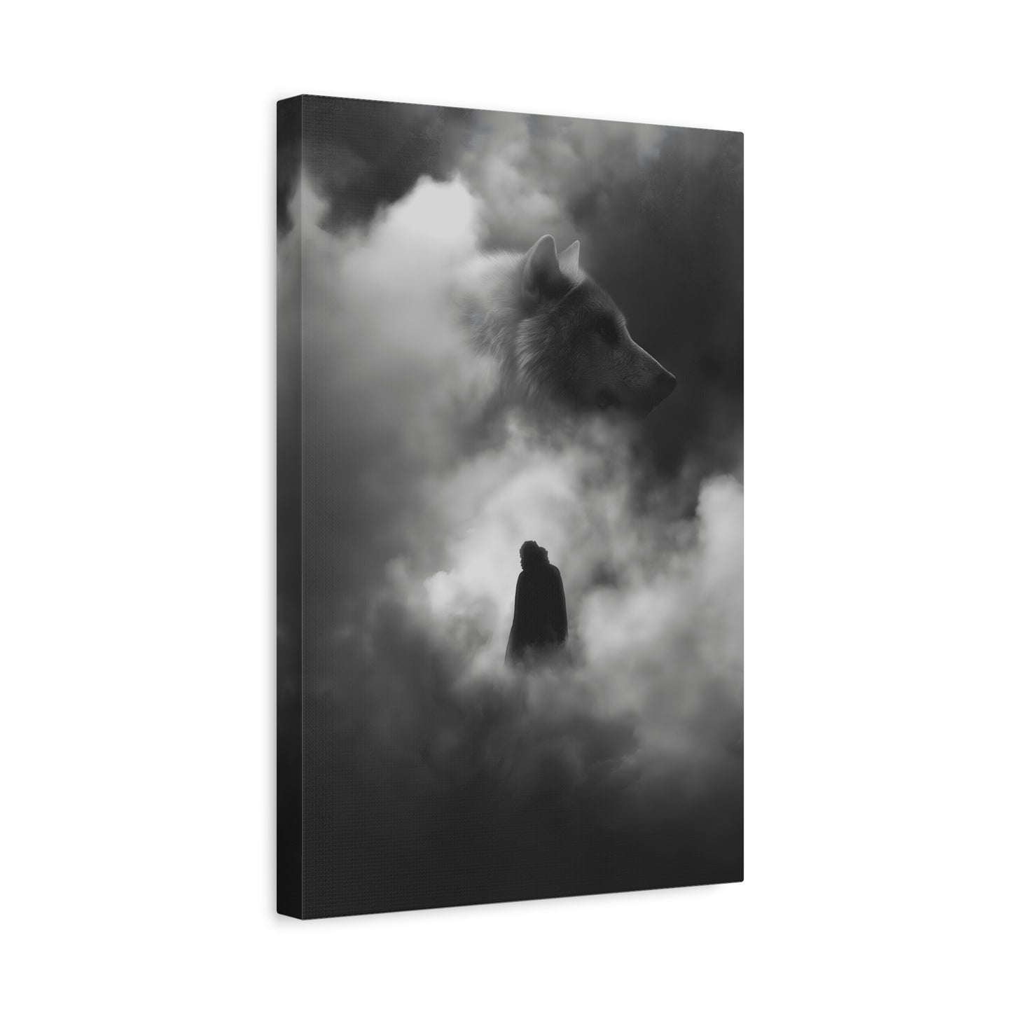 Black and White Wolf Canvas Art Print, Animal Wall Decor, Nature-Inspired Home Decor, Wilderness Art, Unique Gift Idea, Modern Aesthetic