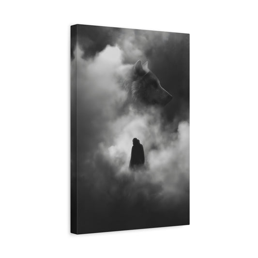 Black and White Wolf Canvas Art Print, Animal Wall Decor, Nature-Inspired Home Decor, Wilderness Art, Unique Gift Idea, Modern Aesthetic