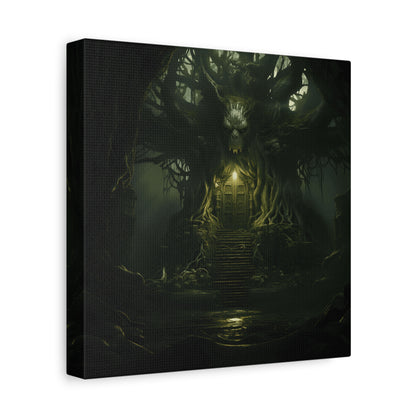 Mystical Forest Canvas Wall Art, Fantasy Decor, Enchanted Home, Gift for Nature Lovers, Dark Aesthetic Room Decor, Gothic Artwork