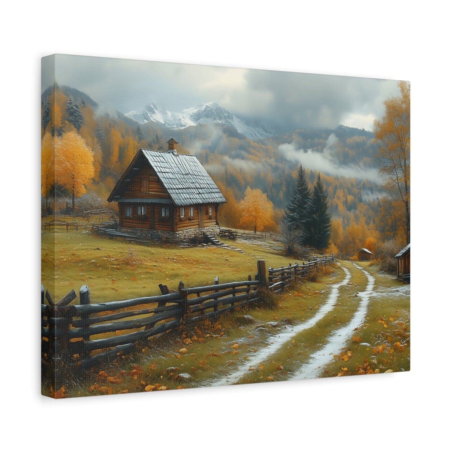 Autumn Landscape Canvas Art, Nature Wall Decor, Cozy Home Aesthetic, Seasonal Artwork, Gift for Nature Lovers