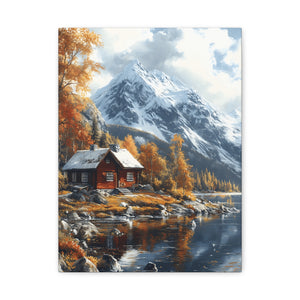 Serene Landscape Canvas Wall Art, Nature Decor, Fall Aesthetic Home Decor, Cozy Cabin Artwork, Mountain Scene Print