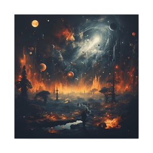 Cosmic Landscape Canvas Wall Art, Galaxy Decor, Space-Themed Home Decor, Starry Night Artwork