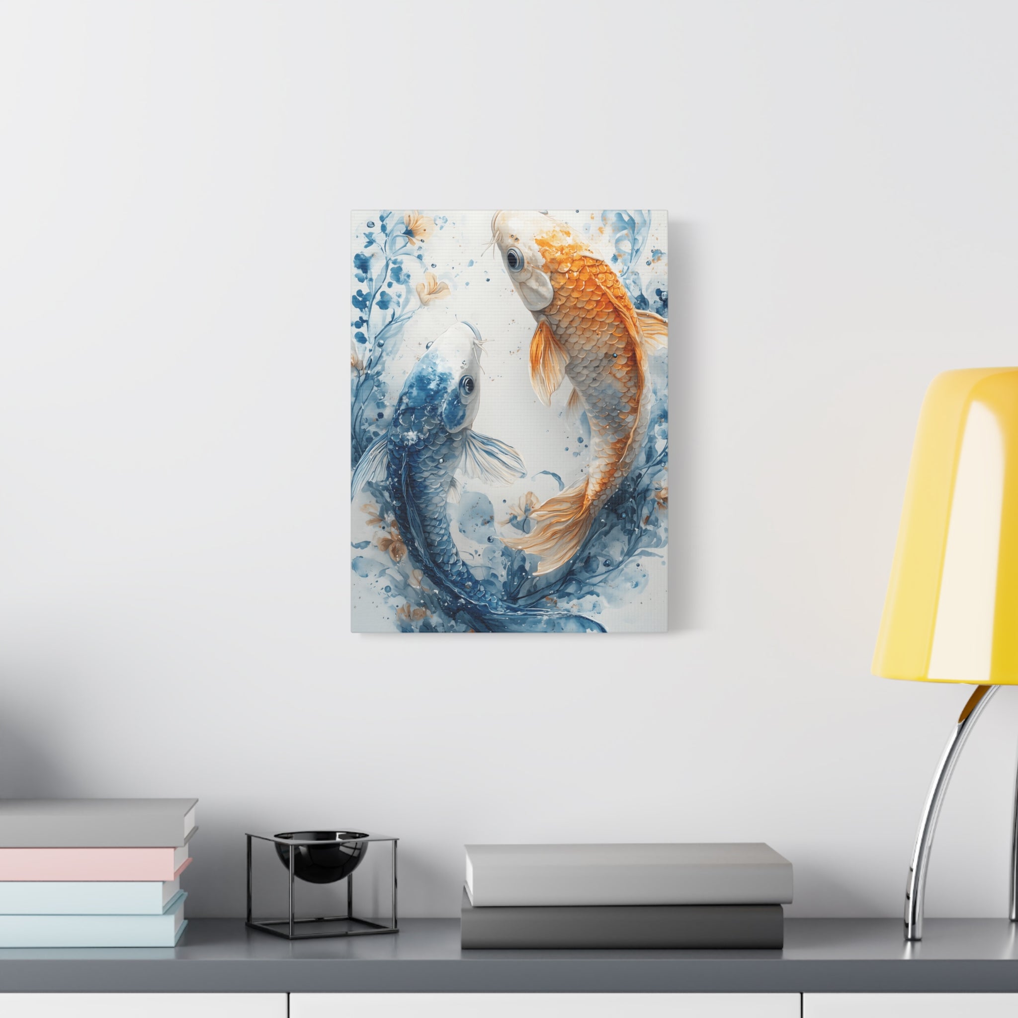 Artistic Koi Canvas, Home Decor, Gift Idea, Asian Wall Art, Unique Art Piece