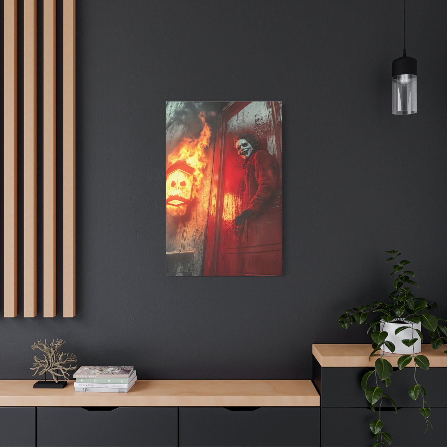 Halloween Horror Art Print, Spooky Home Decor, Creepy Wall Art, Unique Gift for Haunted House Lovers, Matte Canvas Artwork