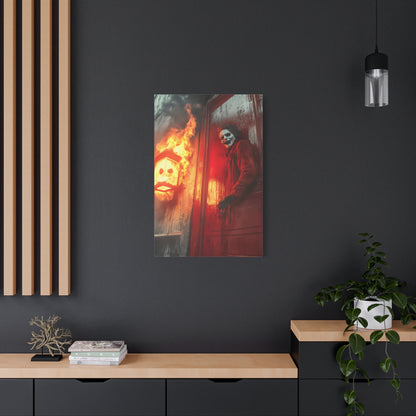 Halloween Horror Art Print, Spooky Home Decor, Creepy Wall Art, Unique Gift for Haunted House Lovers, Matte Canvas Artwork