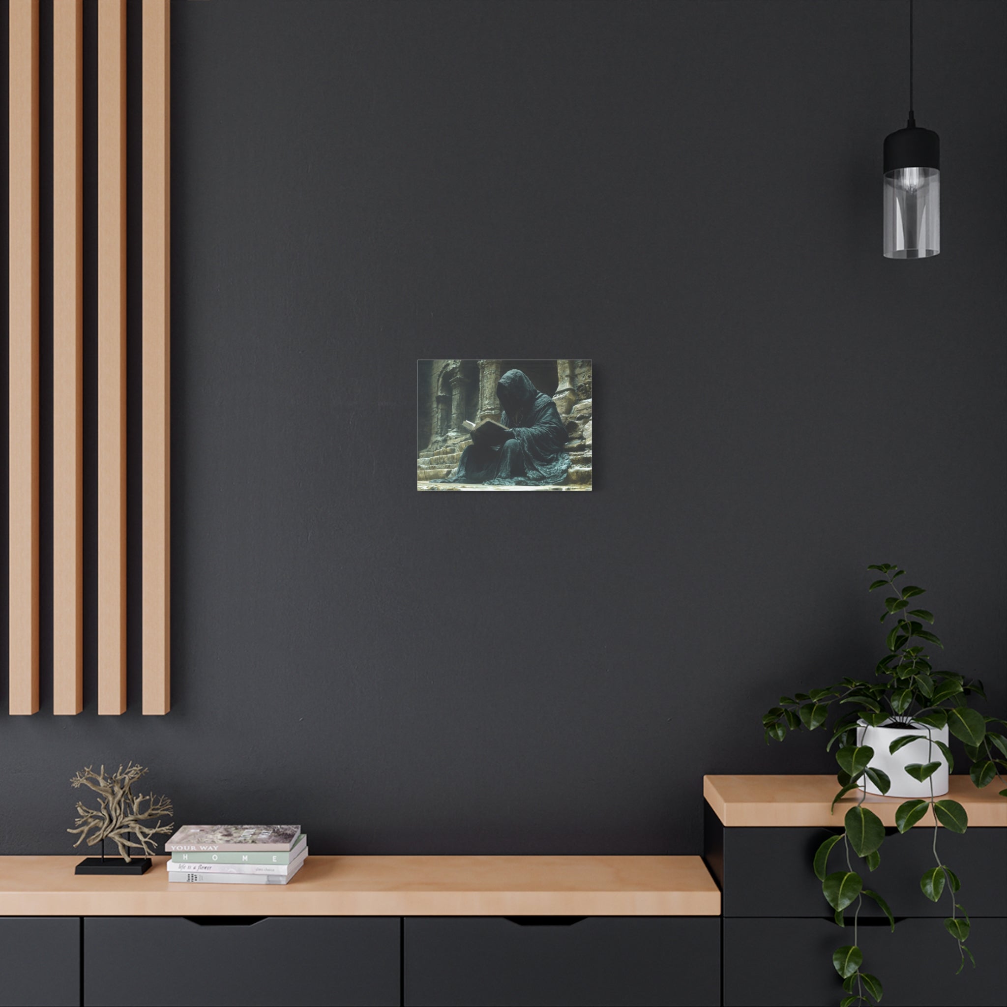 Mystical Monk Stretched Canvas Art, Dark Fantasy Wall Decor, Esoteric Home Decor, Unique Gifts for Art Lovers, Spiritual Artwork
