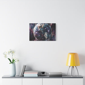 Stretched Canvas Wall Art, Cosmic Earth Design, Home Decor, Modern Art, Gift for Space Lovers, Galaxy Artwork