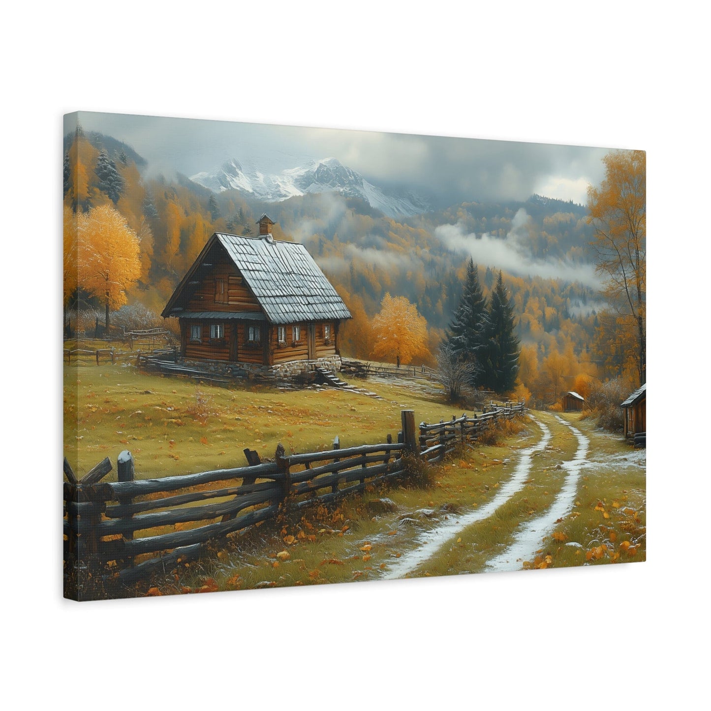 Autumn Landscape Canvas Art, Nature Wall Decor, Cozy Home Aesthetic, Seasonal Artwork, Gift for Nature Lovers