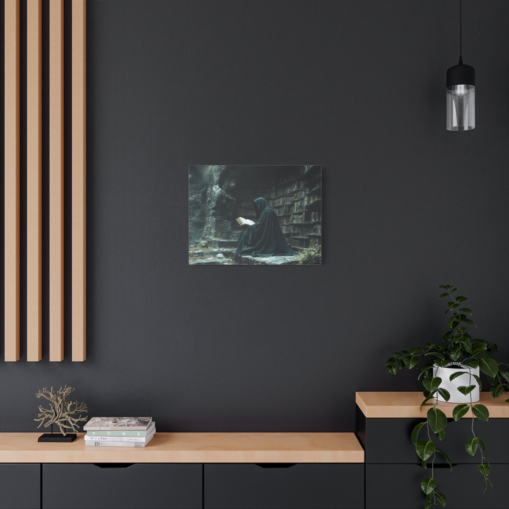 Mystical Reading Wall Art, Canvas Print for Book Lovers, Cozy Home Decor, Fantasy Artwork, Perfect Gift for Readers