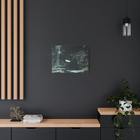 Mystical Reading Wall Art, Canvas Print for Book Lovers, Cozy Home Decor, Fantasy Artwork, Perfect Gift for Readers