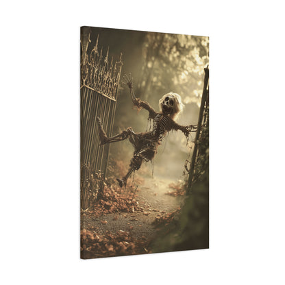 Halloween Skeleton Canvas Wall Art, Spooky Home Decor, Ghoulish Gift, Autumn Decoration, Creepy Wall Hanging
