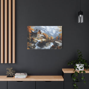 Autumn Landscape Canvas Art Print, Rustic Home Decor, Wall Artwork, Gift for Nature Lovers, Cozy Cabin Vibe, Fall Decor