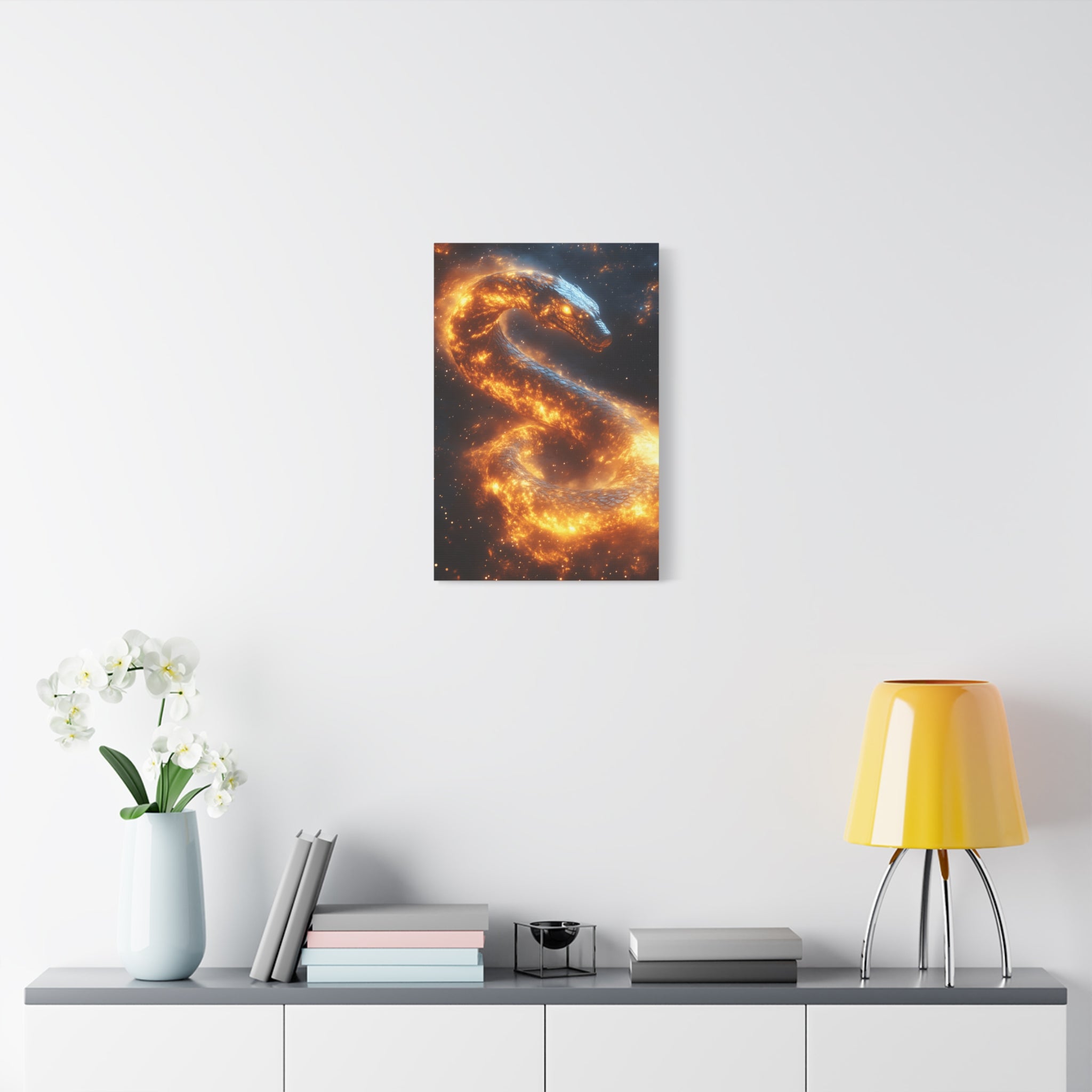 Canvas Wall Art: Fiery Serpent Design, Home Decor, Unique Gift, Fantasy Art, Living Room Wall Decor, Dragon Artwork
