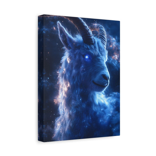 Cosmic Goat Canvas Art, Galactic Animal Decor, Wall Hanging for Home or Office, Unique Gift for Animal Lovers, Space Theme Art