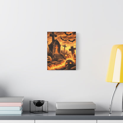 Gothic Halloween Art Print, Spooky Wall Decor, Haunted House Canvas, Autumn Home Decor, Gothic Artwork for Halloween