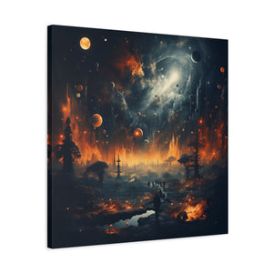 Cosmic Landscape Canvas Wall Art, Galaxy Decor, Space-Themed Home Decor, Starry Night Artwork