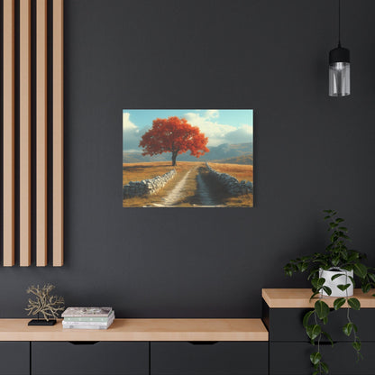 Vibrant Landscape Canvas Art, Nature Wall Decor, Red Tree Print, Home Decor, Gift for Nature Lovers