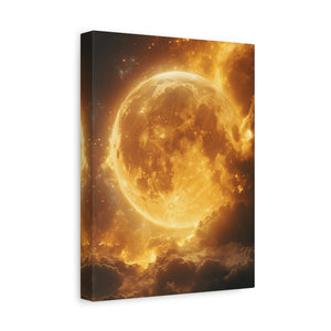 Golden Moon Canvas Wall Art, Celestial Décor for Dreamy Spaces, Perfect for Home, Gift Ideas, Wall Decorations, Astrophotography