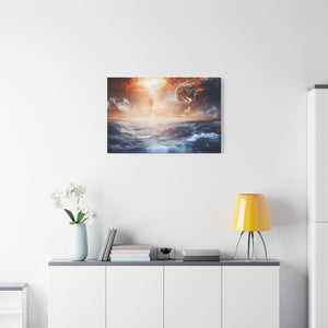 Stretched Canvas Art Print, Cosmic Waves, Space Decor, Modern Wall Art, Galactic Home Decor, Dreamy Ocean Art