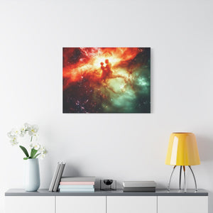 Cosmic Love Canvas Art, Celestial Couple Print, Space Wall Decor, Romantic Gift, Unique Home Artwork