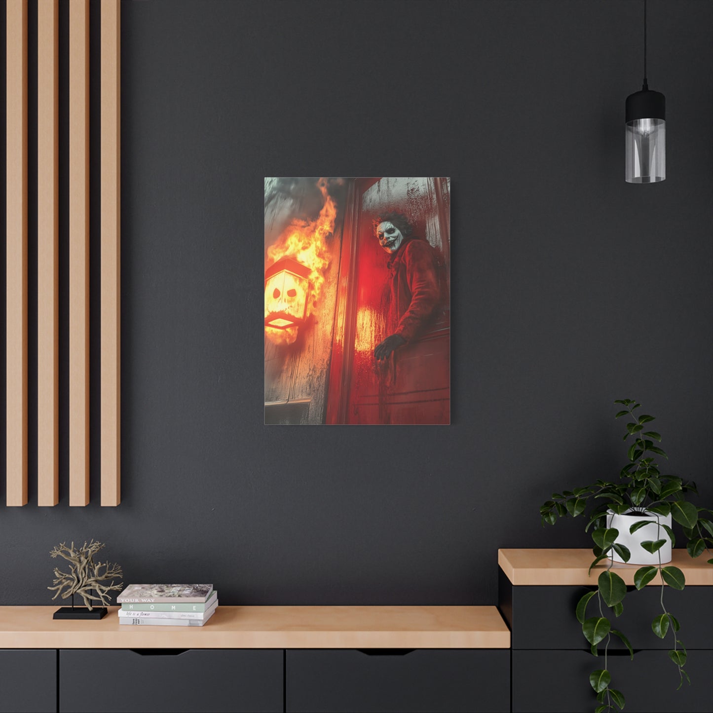 Halloween Horror Art Print, Spooky Home Decor, Creepy Wall Art, Unique Gift for Haunted House Lovers, Matte Canvas Artwork