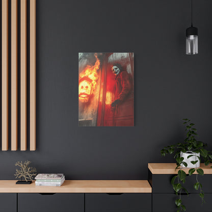 Halloween Horror Art Print, Spooky Home Decor, Creepy Wall Art, Unique Gift for Haunted House Lovers, Matte Canvas Artwork