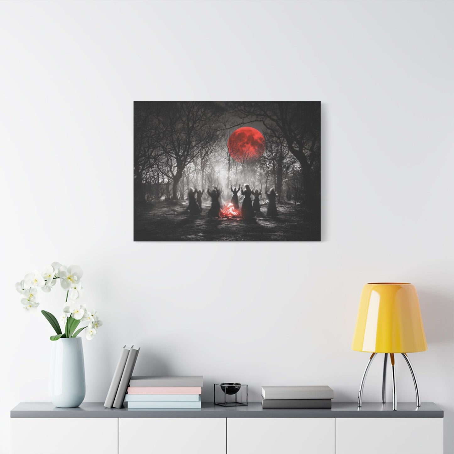 Eerie Witchcraft Wall Art, Dark Aesthetic Poster, Halloween Decor, Gothic Home Design, Spooky Canvas Wall Hanging