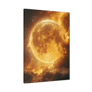 Golden Moon Canvas Wall Art, Celestial Décor for Dreamy Spaces, Perfect for Home, Gift Ideas, Wall Decorations, Astrophotography