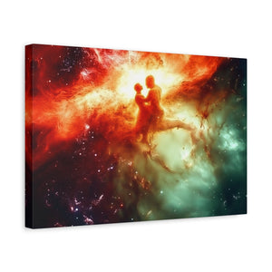 Cosmic Love Canvas Art, Celestial Couple Print, Space Wall Decor, Romantic Gift, Unique Home Artwork