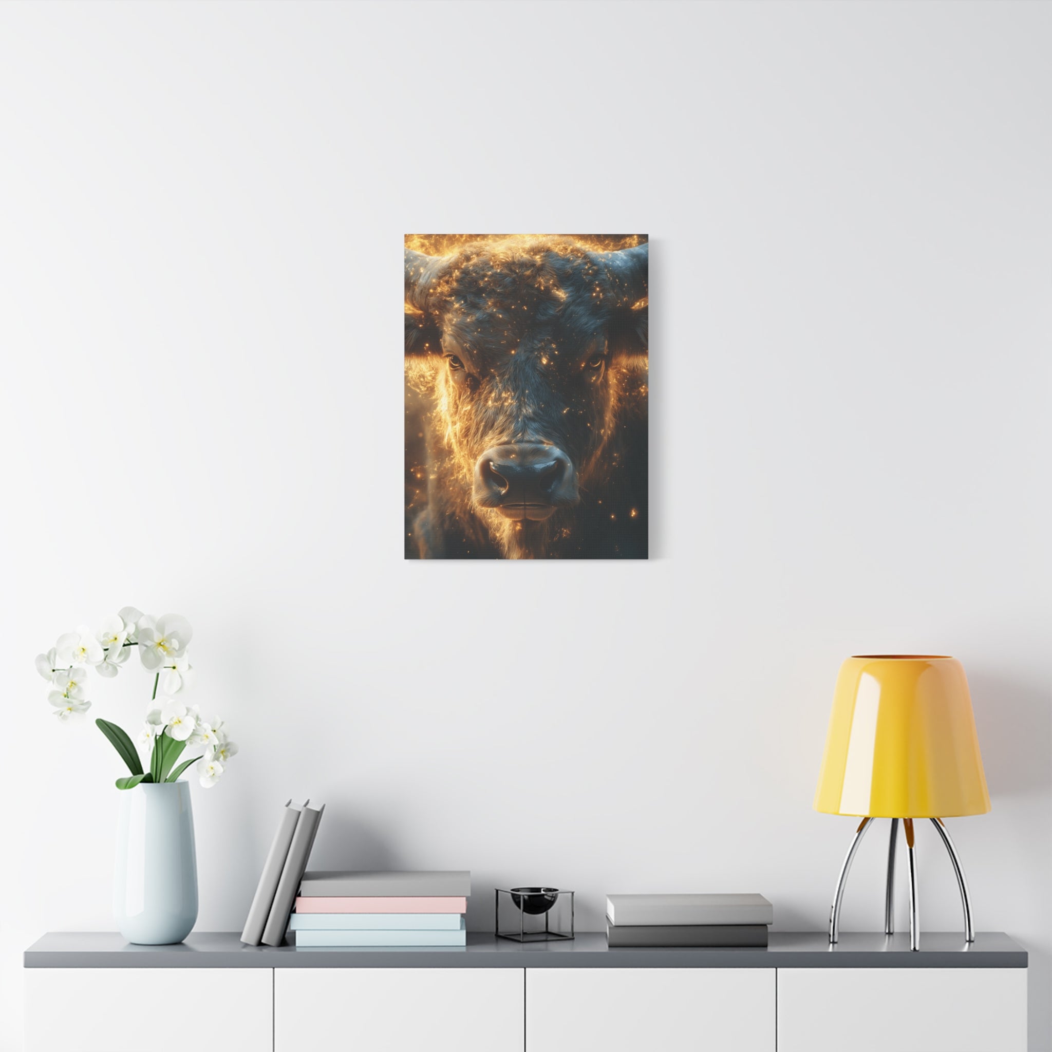 Stretched Canvas Wall Art, Bull Artwork for Home Decor, Rustic Farmhouse Style, Perfect Gift for Animal Lovers, Ideal for Living Room [...]