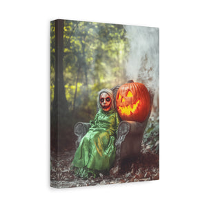 Spooky Halloween Canvas Art, Halloween Decor, Wall Art, Frightening Artwork, Fall Decorations, Pumpkin Queen