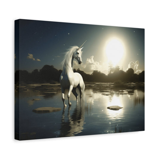 Unicorn Wall Art Canvas, Magical Decor for Kids Room, Fantasy Artwork, Gift for Dreamers, Enchanted Home Decor