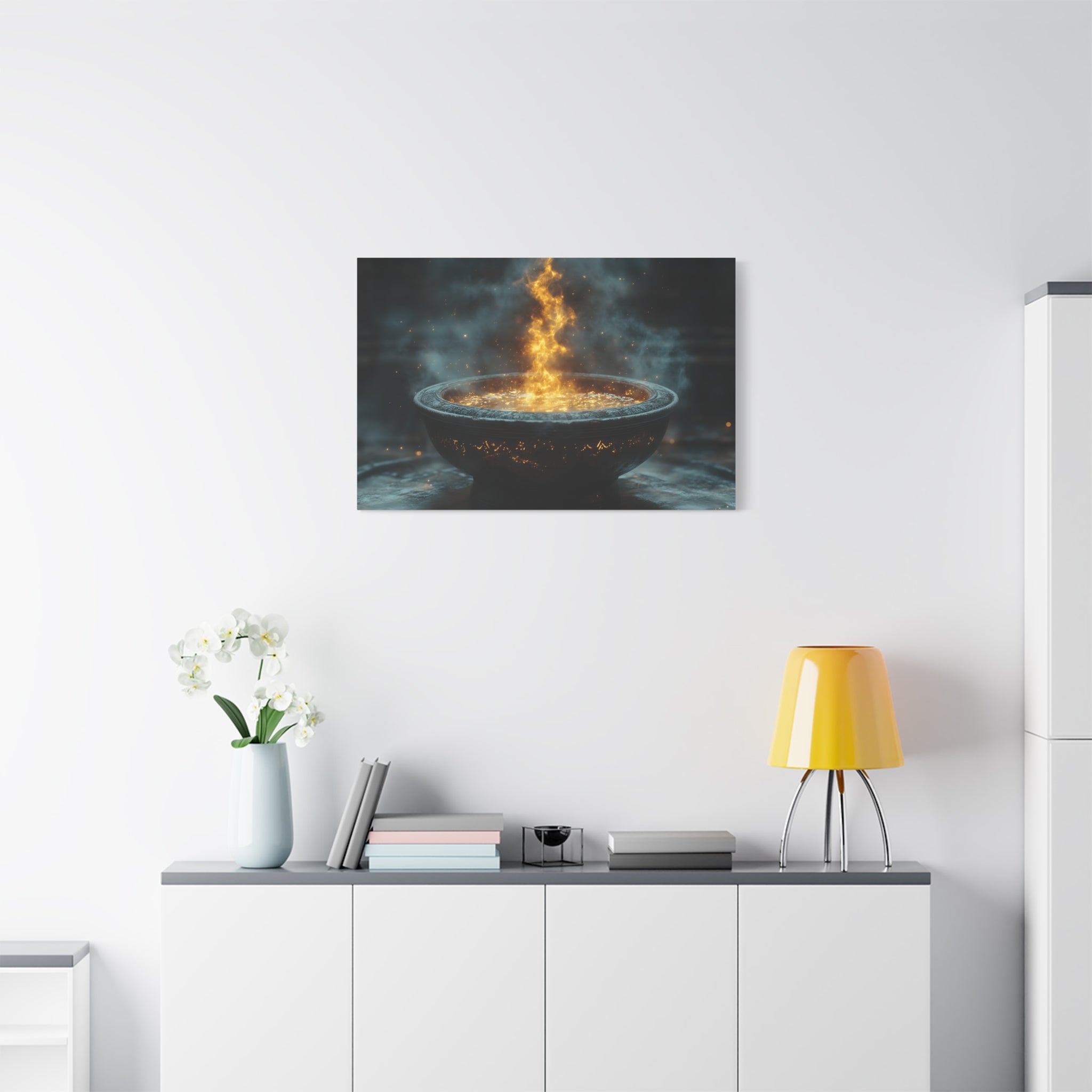 Mystical Fire Canvas Art, Home Decor, Aura Wall Art, Gift for Nature Lovers, Fantasy Room Decoration