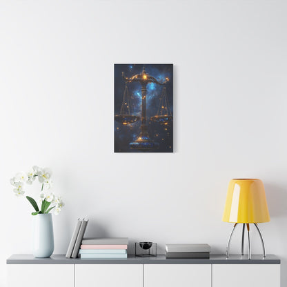 Cosmic Balance Canvas Art Print | Astrology Decor, Starry Wall Art, Home Decoration, Gift for Zodiac Lovers, Scales Artwork
