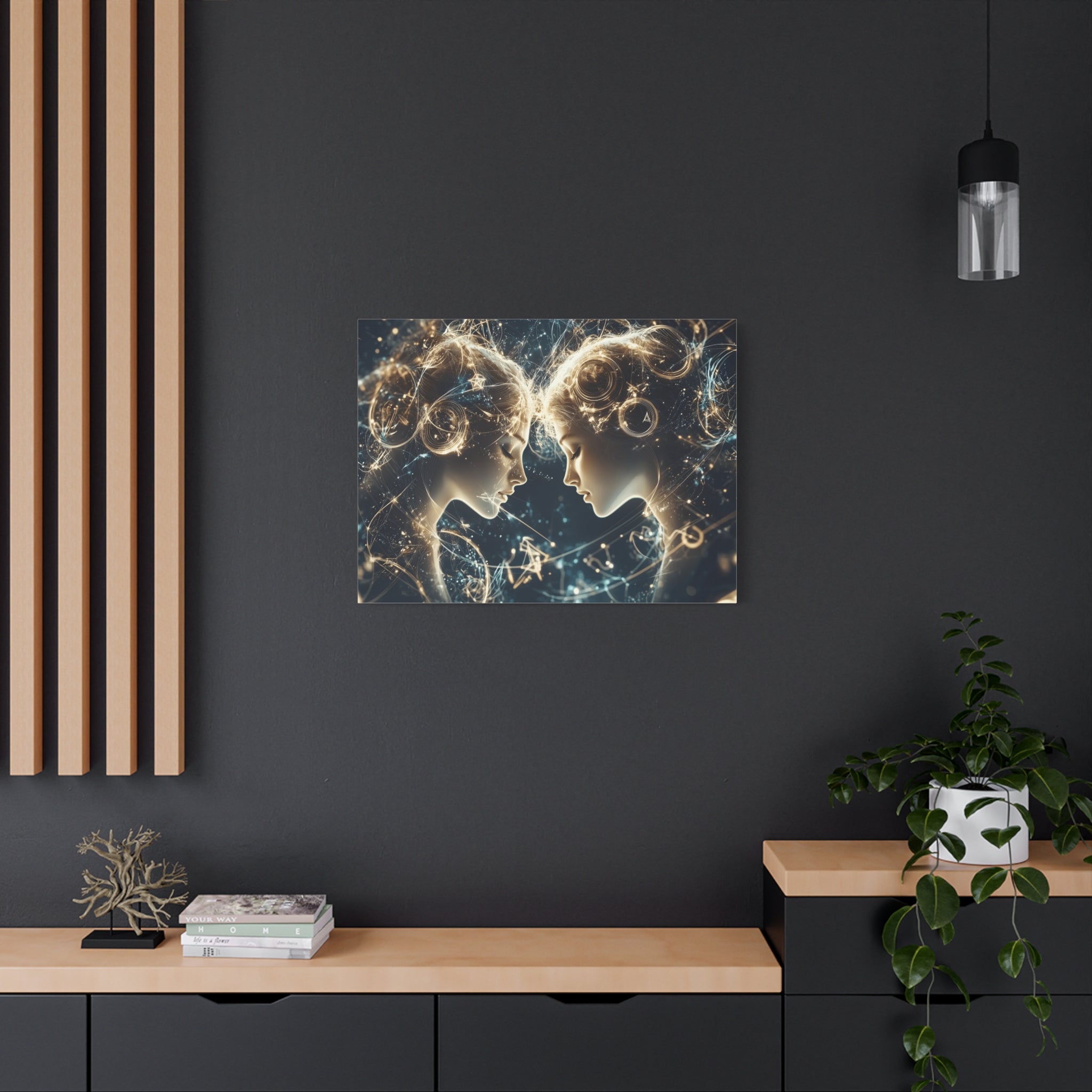 Celestial Gemini Canvas Print, Cosmic Art, Home Decor, Gift for Her, Astrology Wall Art, Unique Artwork, Gallery Wall